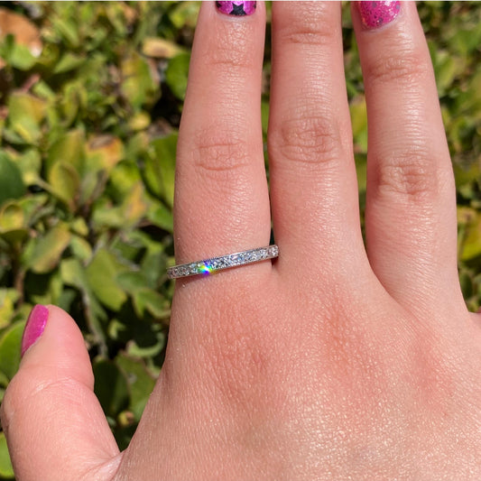 Tiffany & Co. Art Deco Iridium & Platinum Diamond Ring on finger