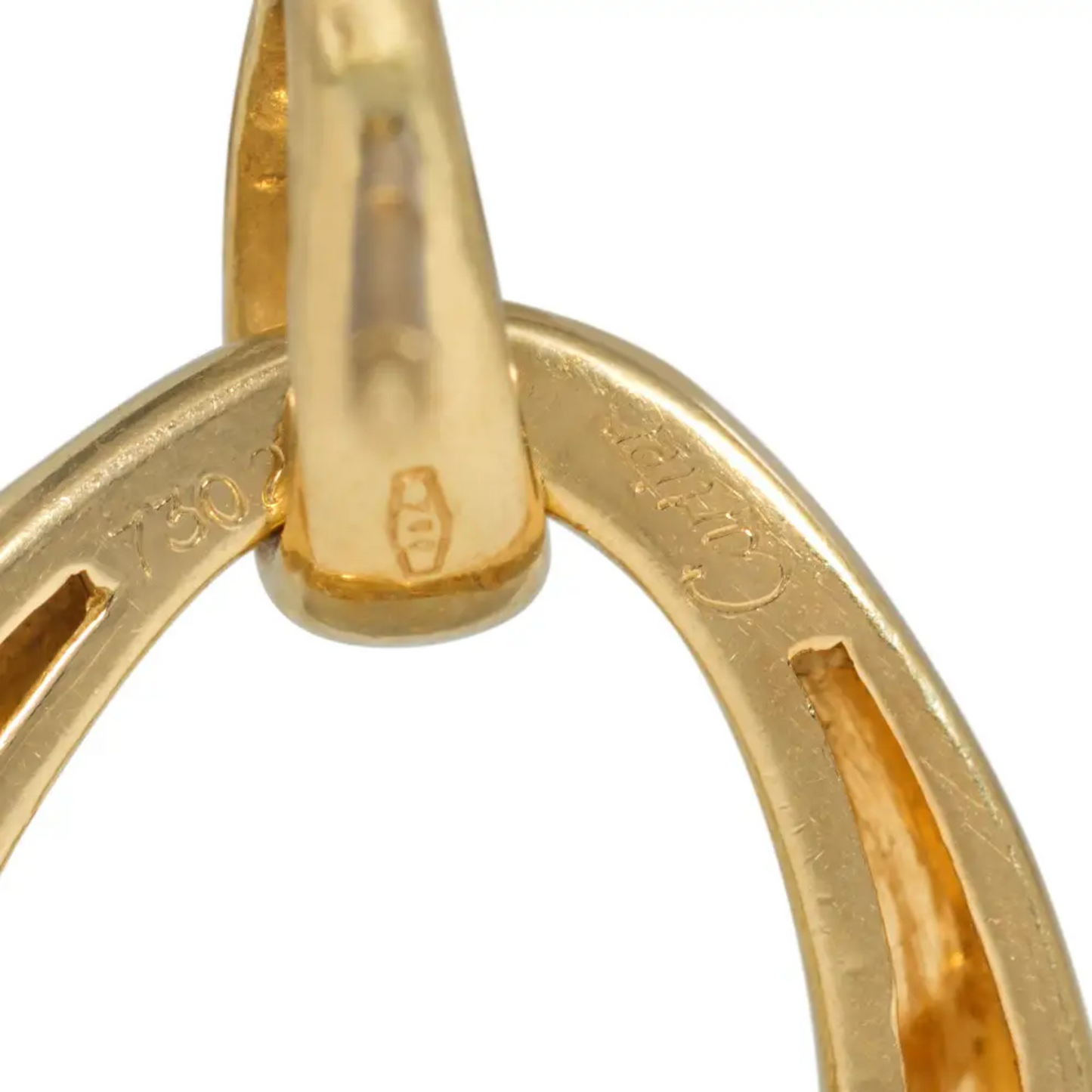 Cartier France 1980s 18KT Rose, White & Yellow Gold Diamond Earrings signature