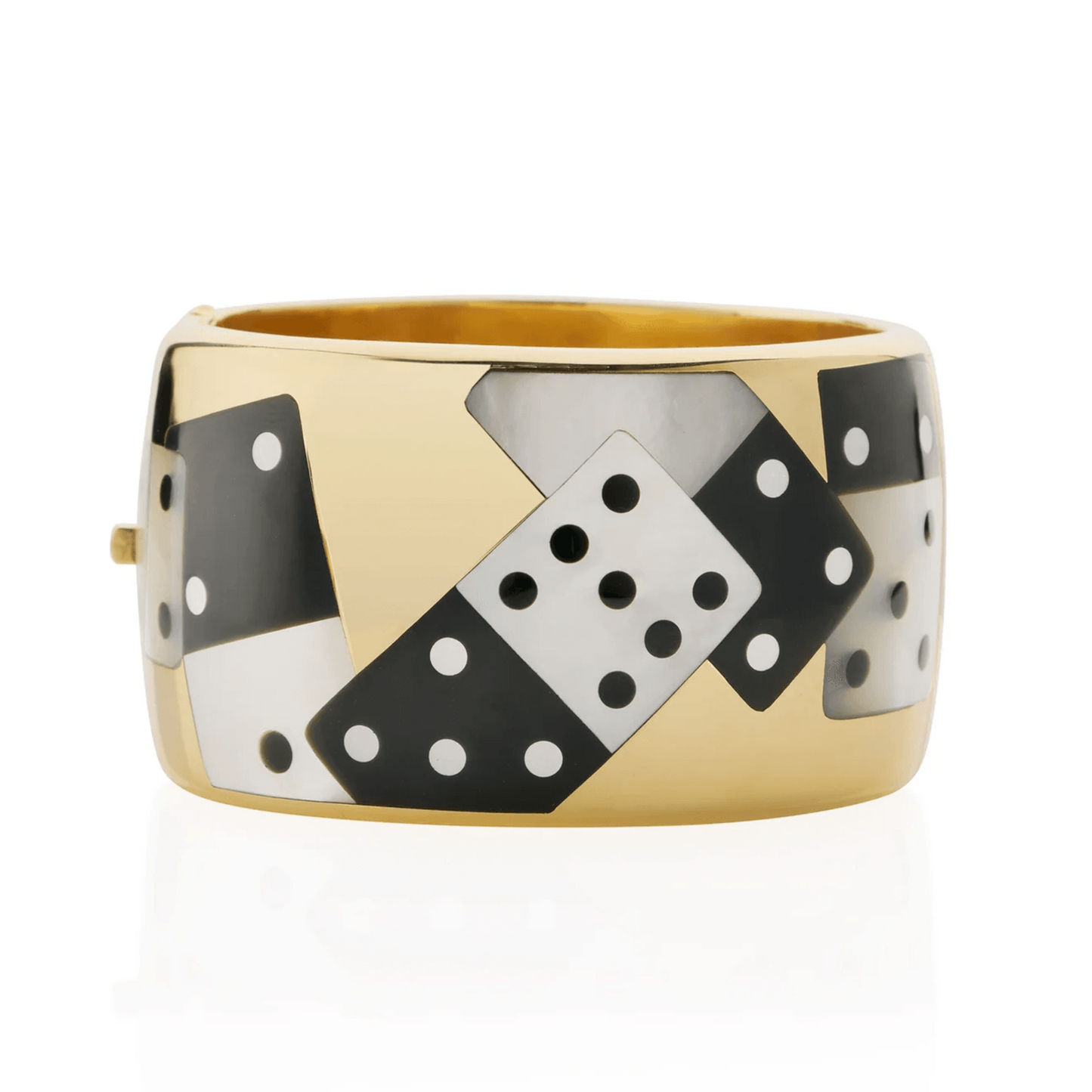 Tiffany & Co. Post-1980s 18KT Yellow Gold Jade & Mother of Pearl Dominoes Bracelet front