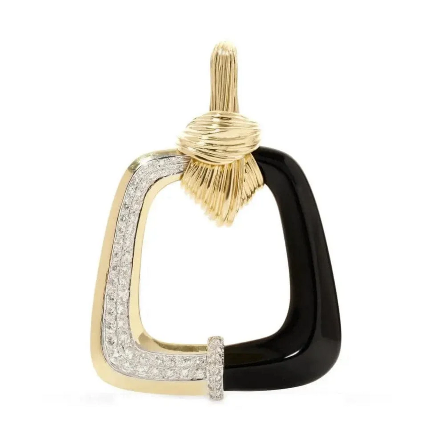 Contemporary 18KT Yellow Gold Diamond & Onyx La Triomphe Necklace front