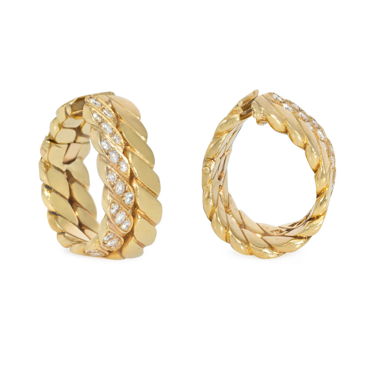 Gérard Paris 1970s 18KT Yellow Gold Diamond Earrings side