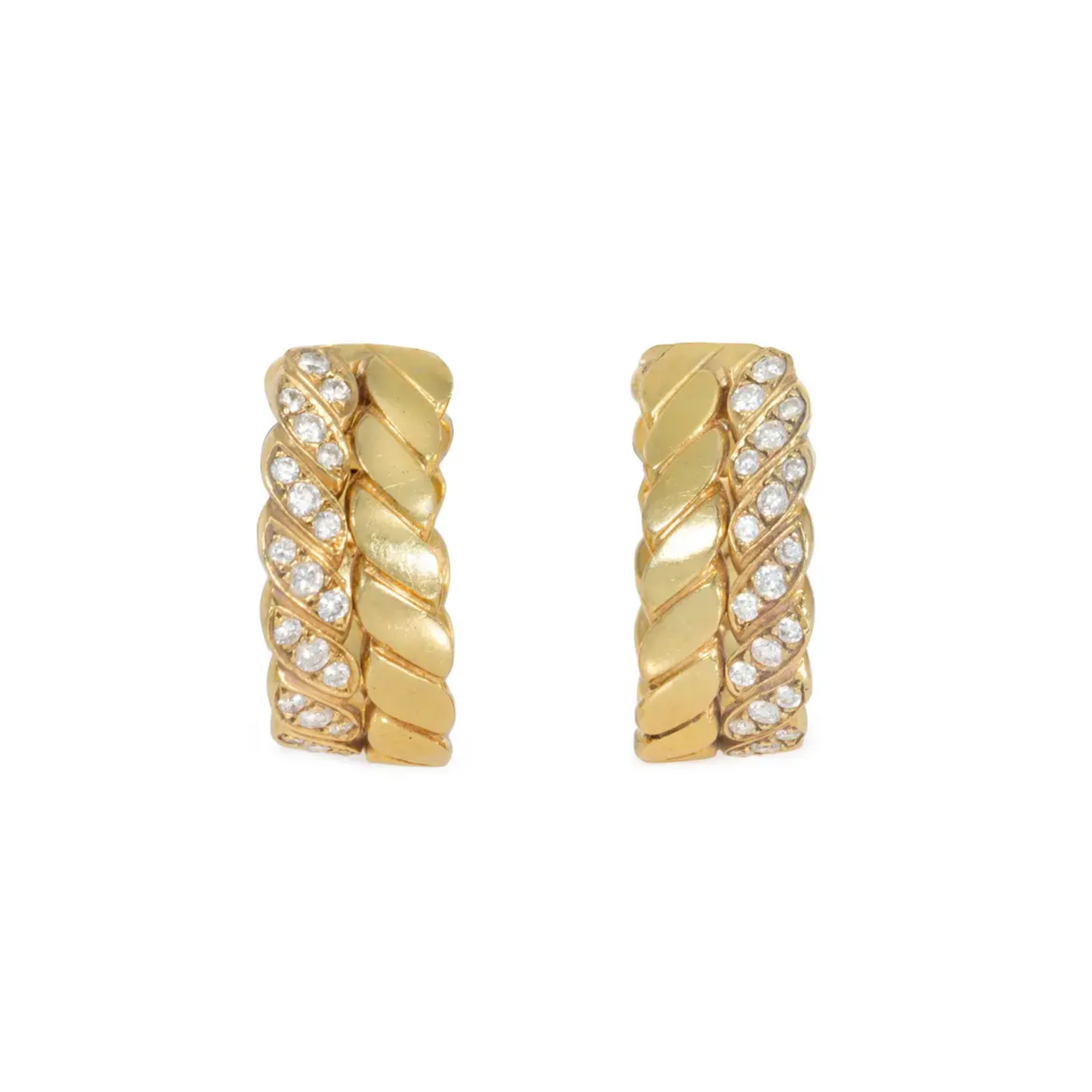 Gérard Paris 1970s 18KT Yellow Gold Diamond Earrings front