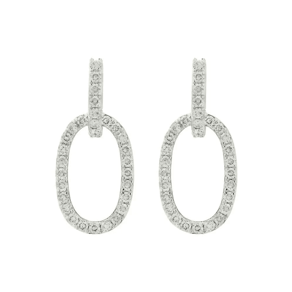 1980s 18KT White Gold Diamond Earrings front