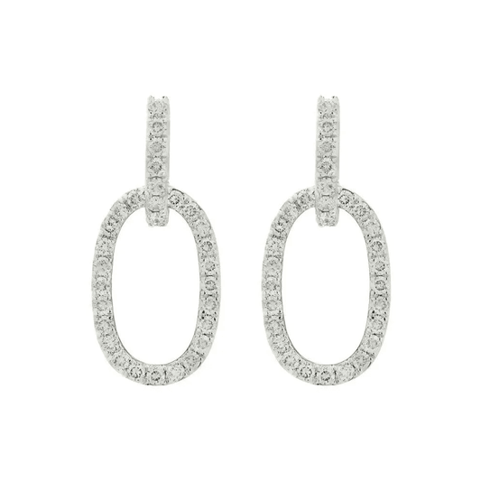 1980s 18KT White Gold Diamond Earrings front