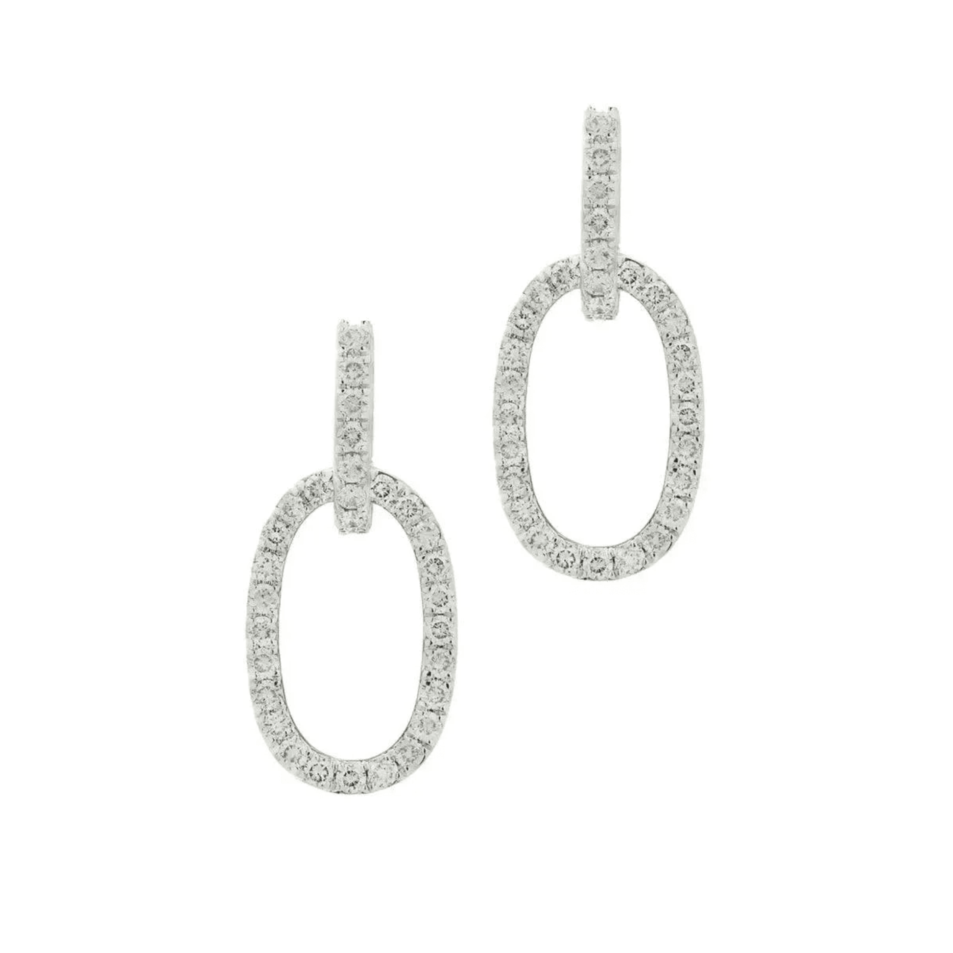1980s 18KT White Gold Diamond Earrings front