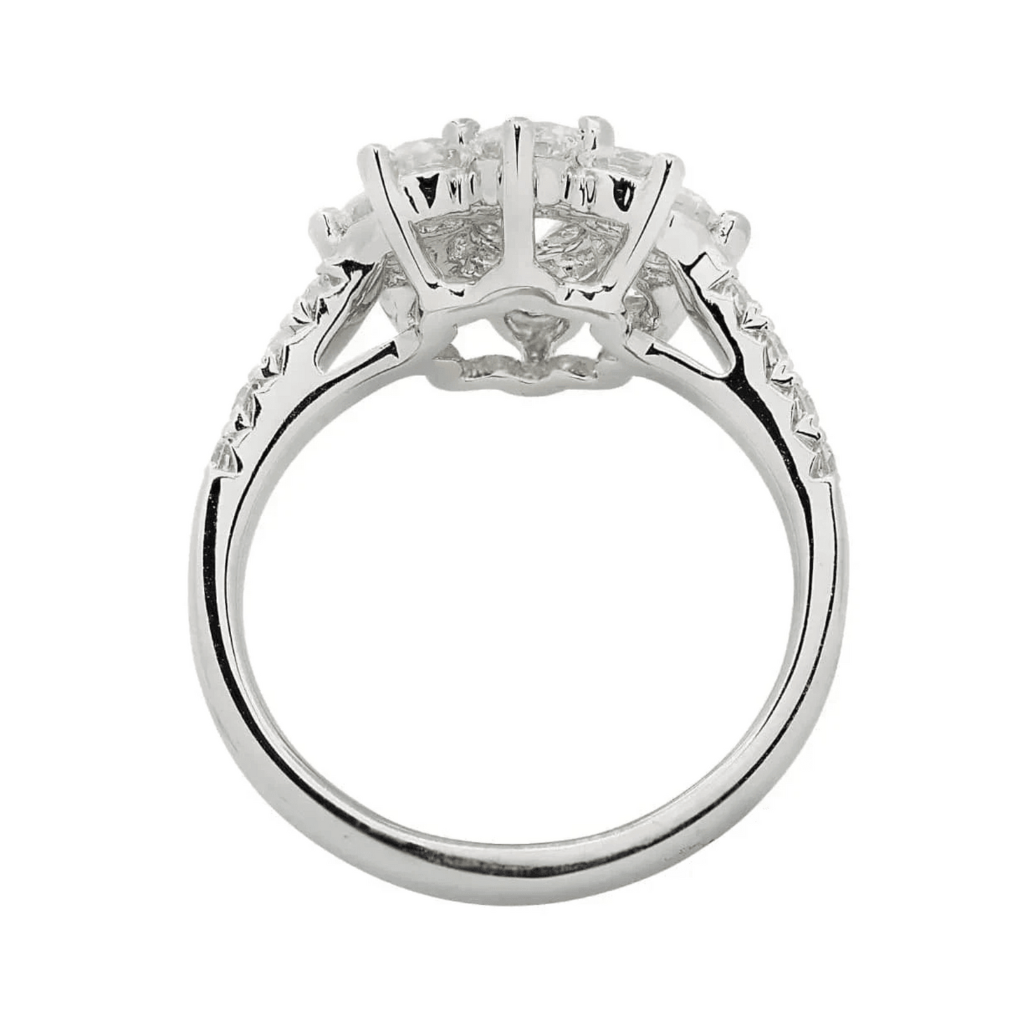 Contemporary Platinum Diamond Flower Ring profile