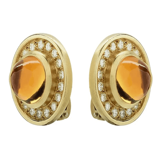 Barry Kieselstein-Cord 1980s 18KT Yellow Gold Citrine & Diamond Earrings side