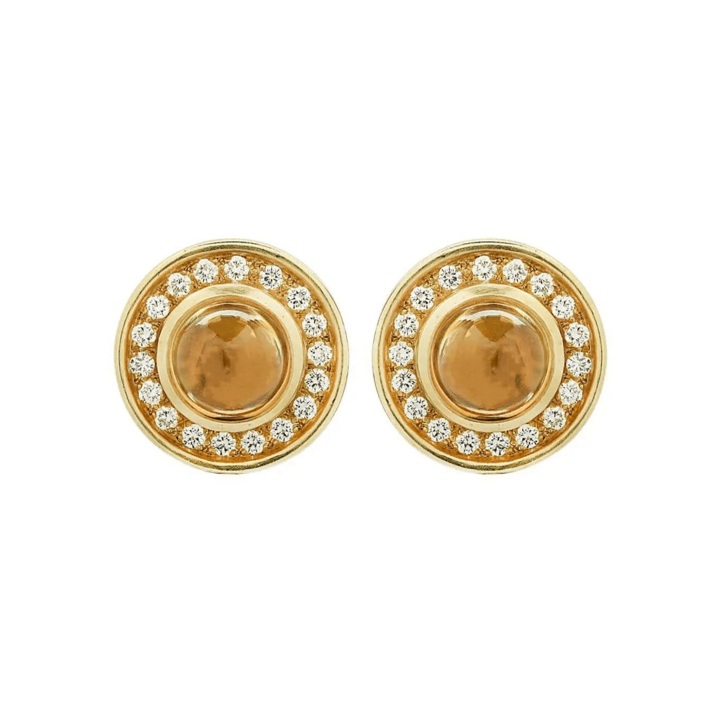 Barry Kieselstein-Cord 1980s 18KT Yellow Gold Citrine & Diamond Earrings front