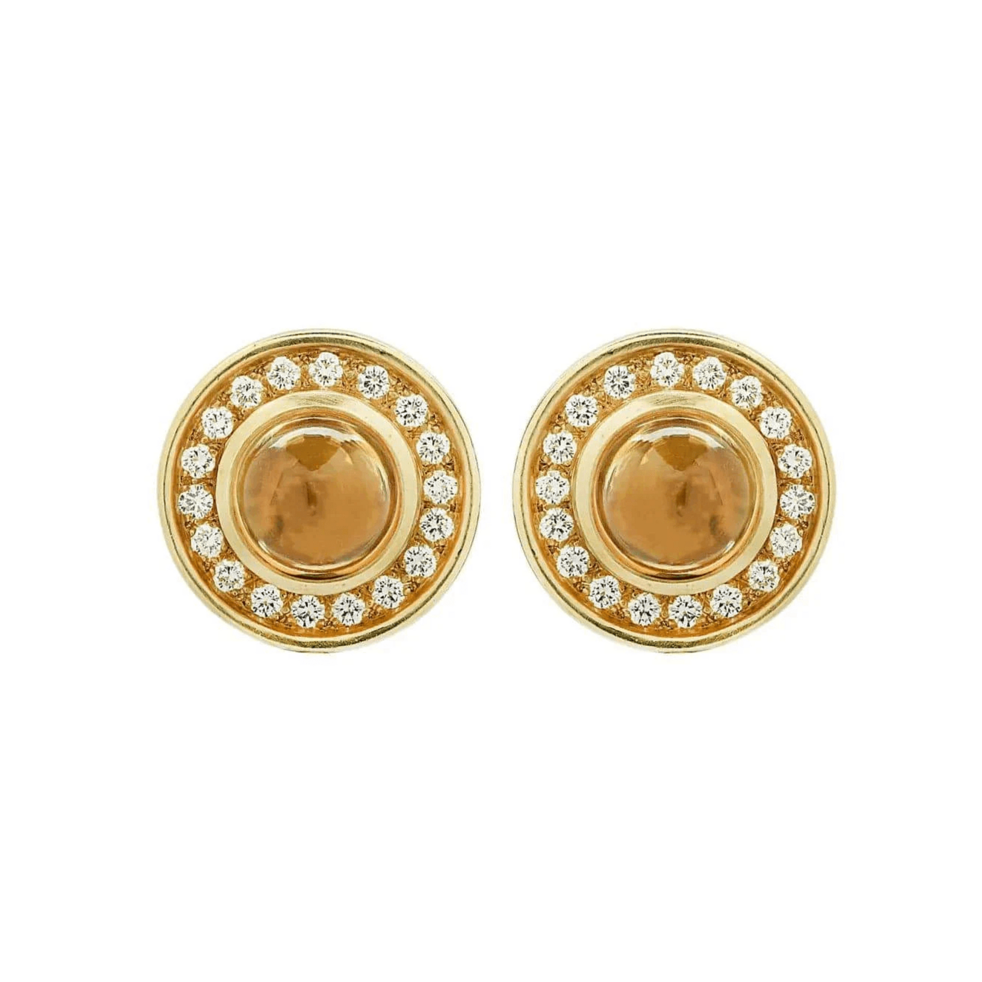 Barry Kieselstein-Cord 1980s 18KT Yellow Gold Citrine & Diamond Earrings front