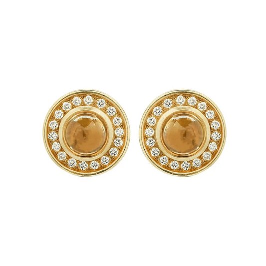 Barry Kieselstein-Cord 1980s 18KT Yellow Gold Citrine & Diamond Earrings front