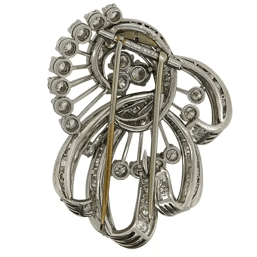 1950s Platinum Diamond Brooch back