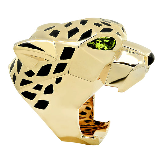 Cartier Post-1980s 18KT Yellow Gold Peridot & Lacquer Panther Ring side
