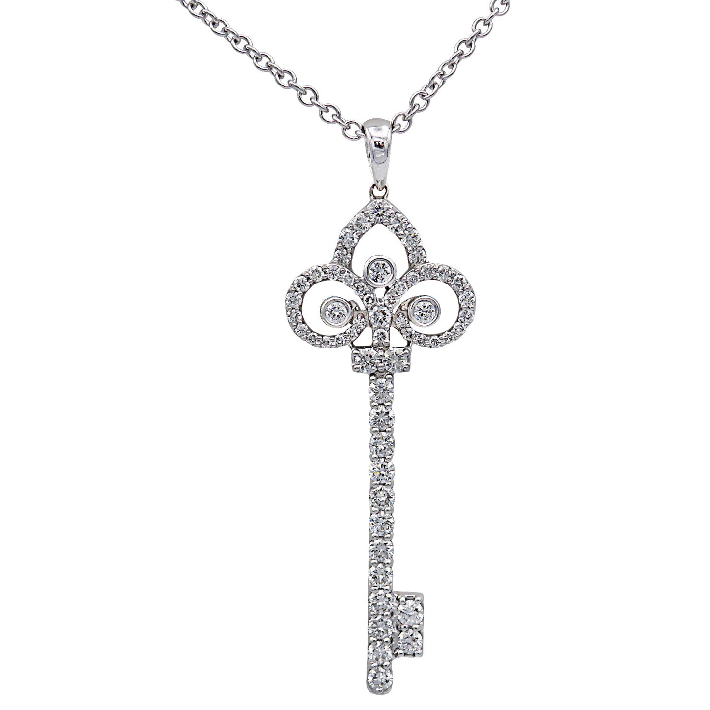 Contemporary 14KT White Gold Diamond Necklace front