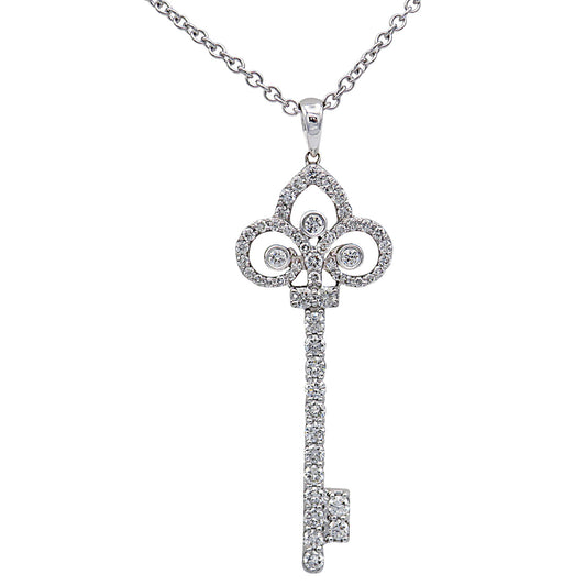 Contemporary 14KT White Gold Diamond Necklace front