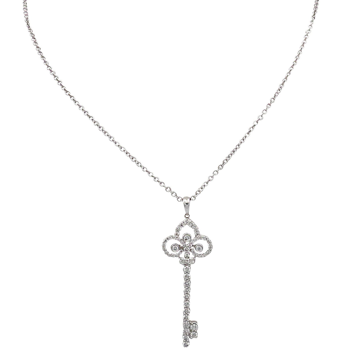 Contemporary 14KT White Gold Diamond Necklace front