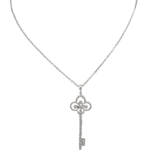 Contemporary 14KT White Gold Diamond Necklace front