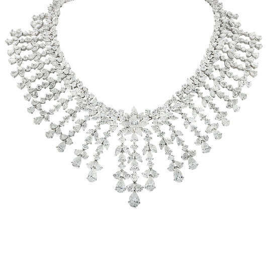 Contemporary Platinum Diamond Necklace close-up details
