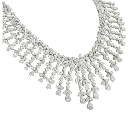Contemporary Platinum Diamond Necklace close-up details