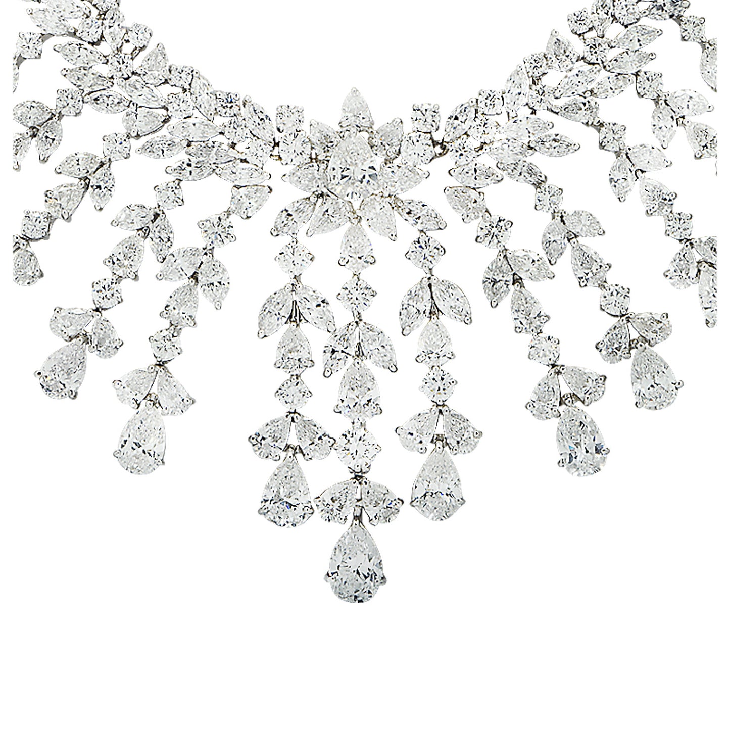 Contemporary Platinum Diamond Necklace close-up details