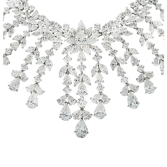 Contemporary Platinum Diamond Necklace close-up details