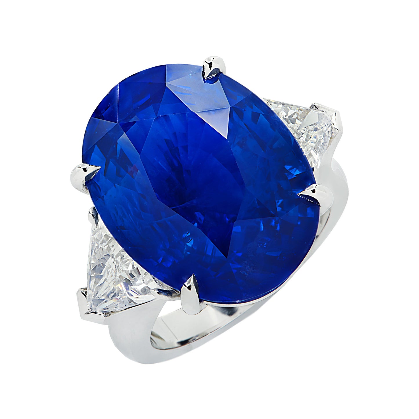 Contemporary Platinum Sapphire & Diamond Ring front