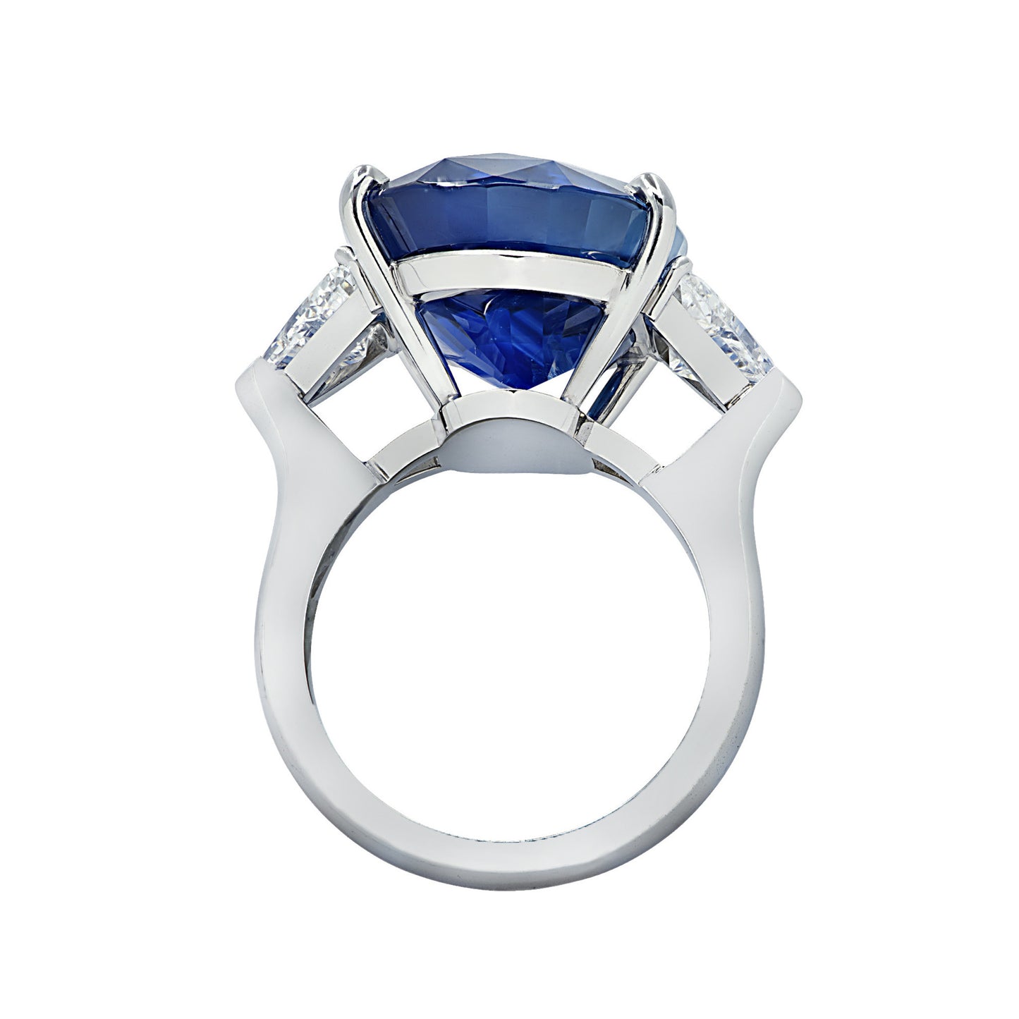 Contemporary Platinum Sapphire & Diamond Ring profile