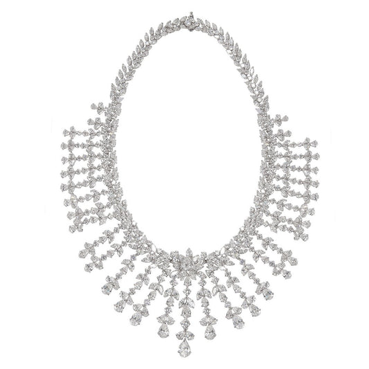 Contemporary Platinum Diamond Necklace front