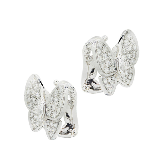 Van Cleef & Arpels Post-1980s 18KT White Gold Diamond Butterfly Earrings side