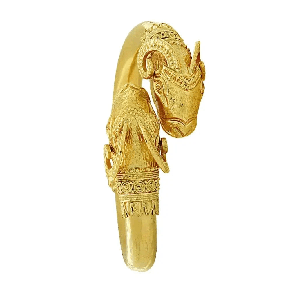 1980s 22KT Yellow Gold Ram Bracelet front
