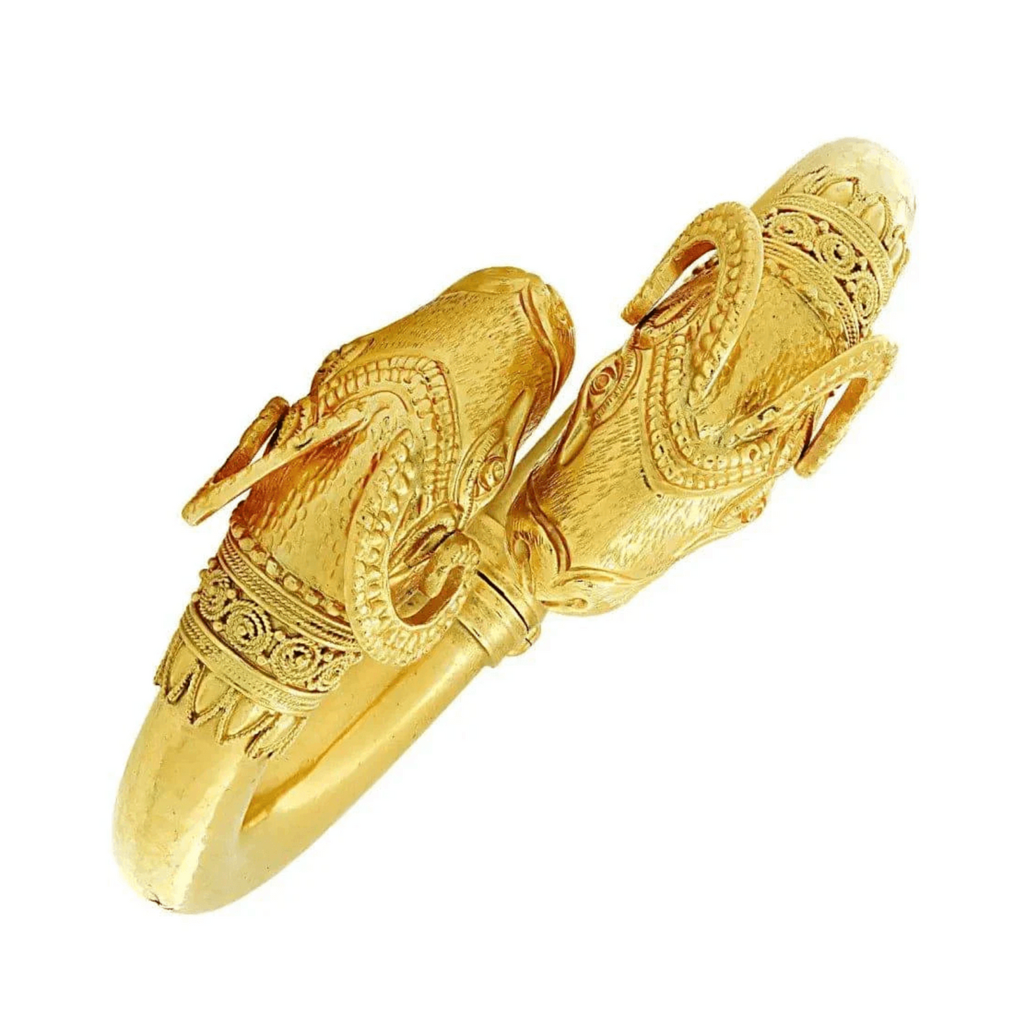 1980s 22KT Yellow Gold Ram Bracelet front