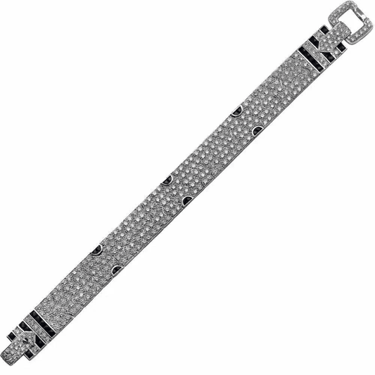 Post-1980s 18KT White Gold Diamond & Sapphire Bracelet front