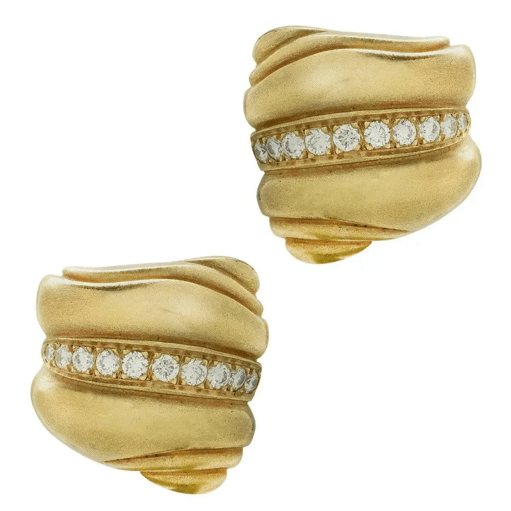 Barry Kieselstein-Cord Post-1980s 18KT Yellow Gold Diamond Earrings front