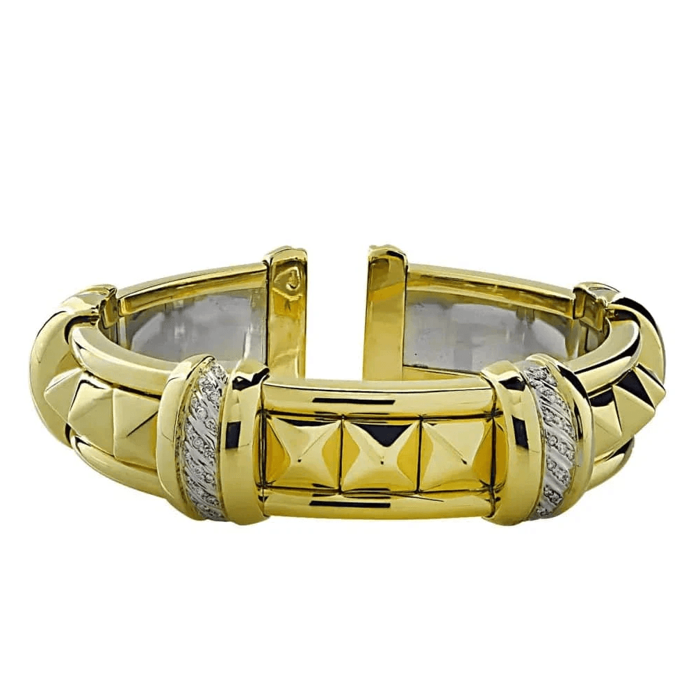 Italian 1980s 18KT White & Yellow Gold Diamond Bracelet front