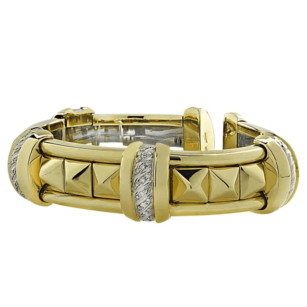 Italian 1980s 18KT White & Yellow Gold Diamond Bracelet side