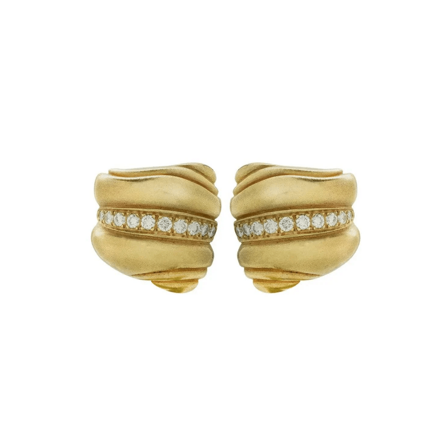 Barry Kieselstein-Cord Post-1980s 18KT Yellow Gold Diamond Earrings front