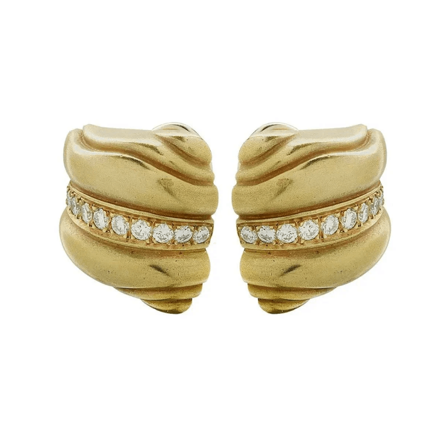 Barry Kieselstein-Cord Post-1980s 18KT Yellow Gold Diamond Earrings front