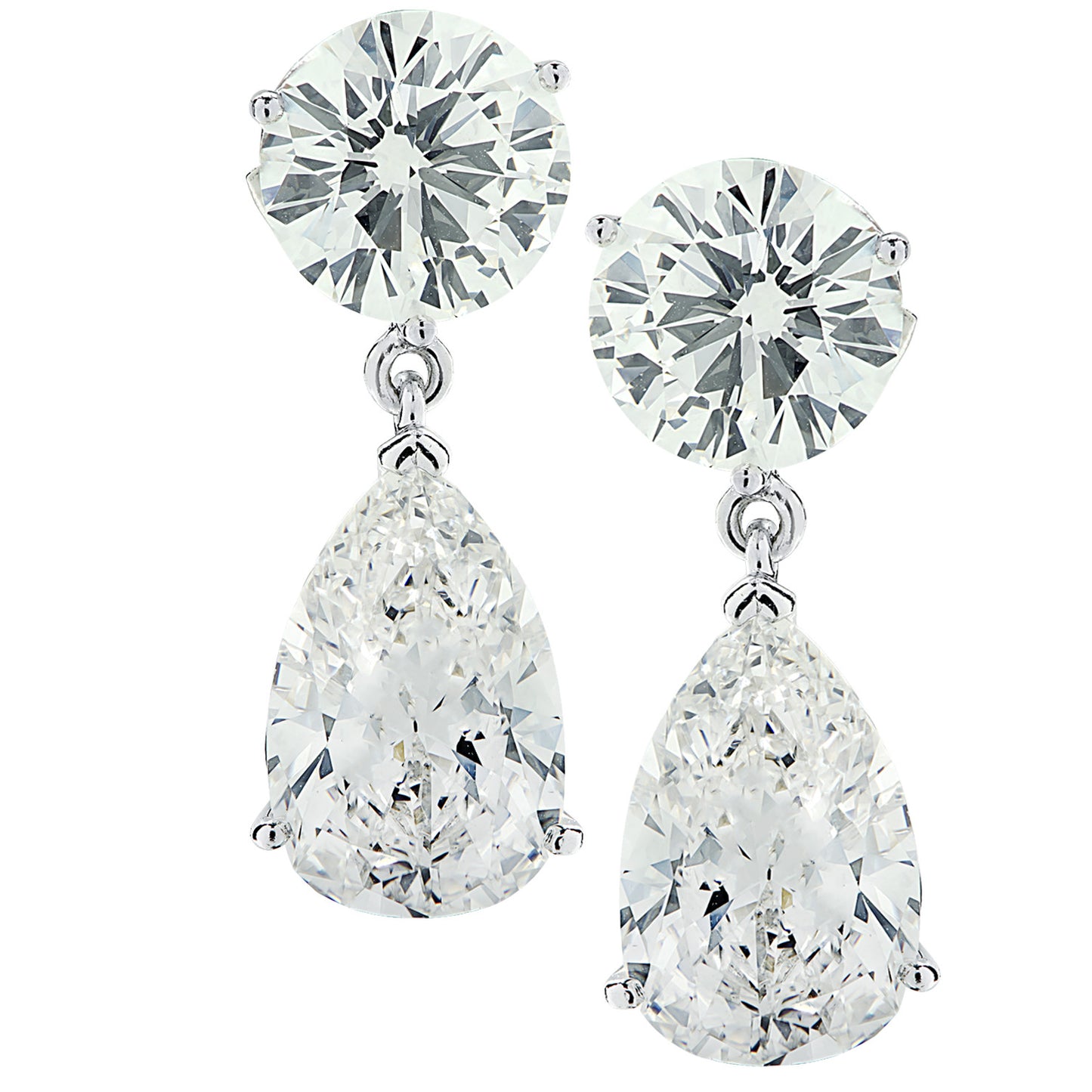 Contemporary Platinum Diamond Earrings front