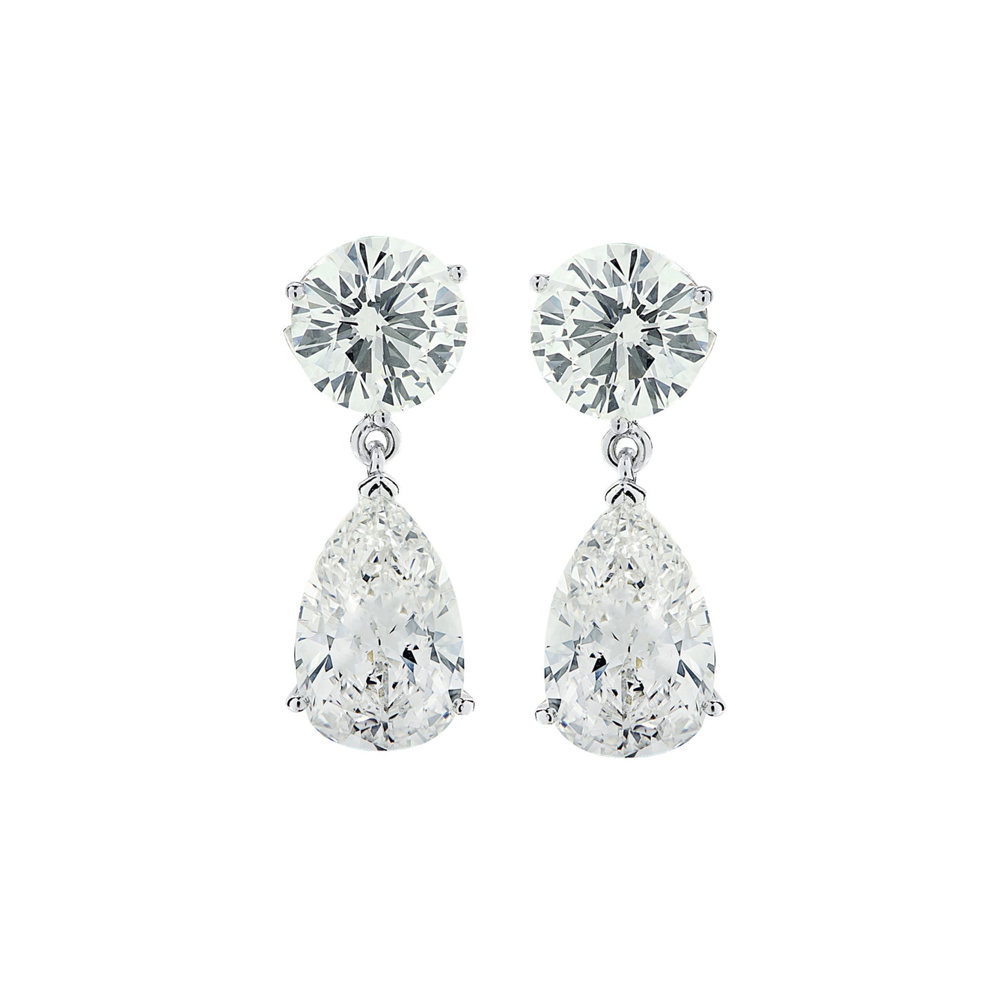 Contemporary Platinum Diamond Earrings front