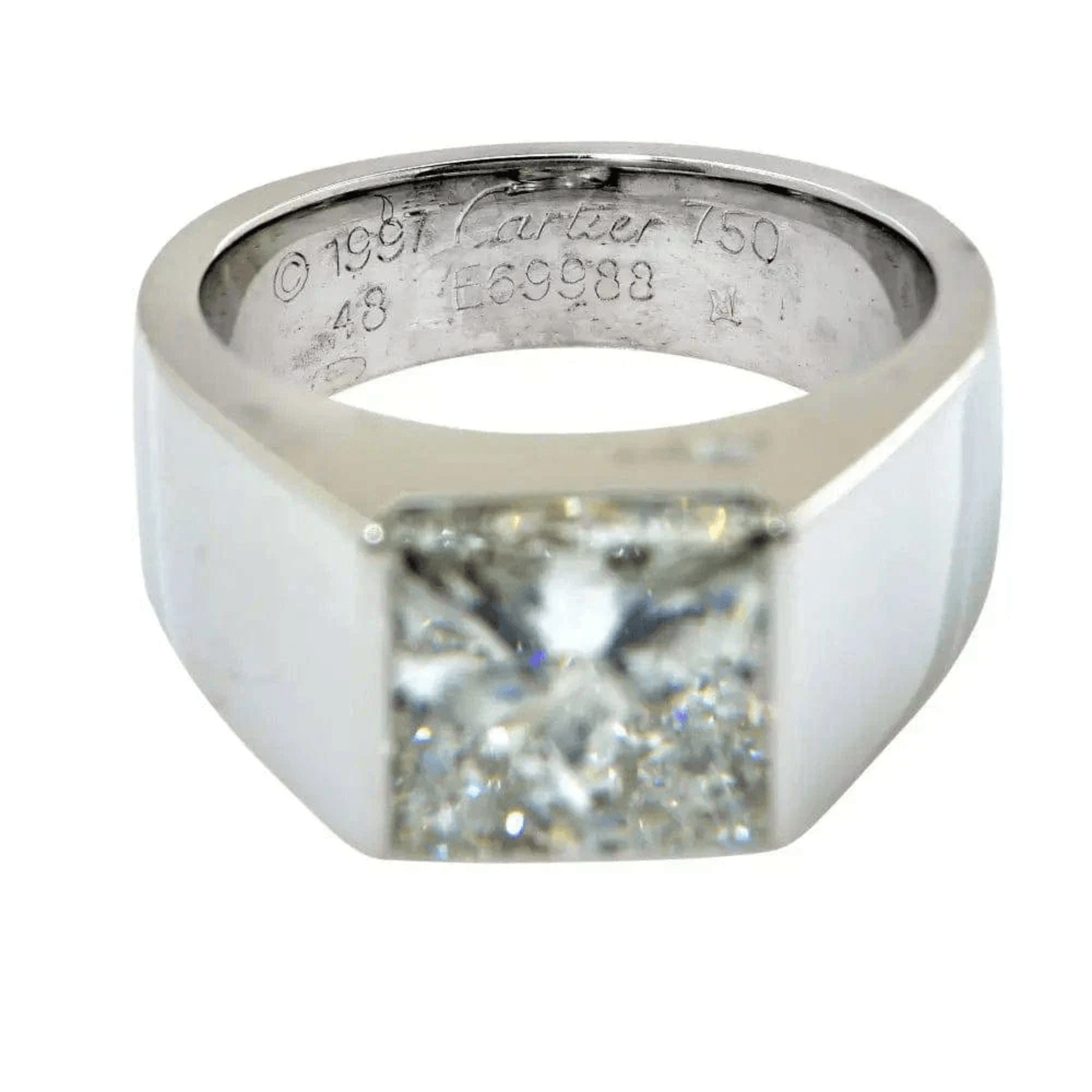 Cartier Post-1980s 18KT White Gold Diamond Ring signature