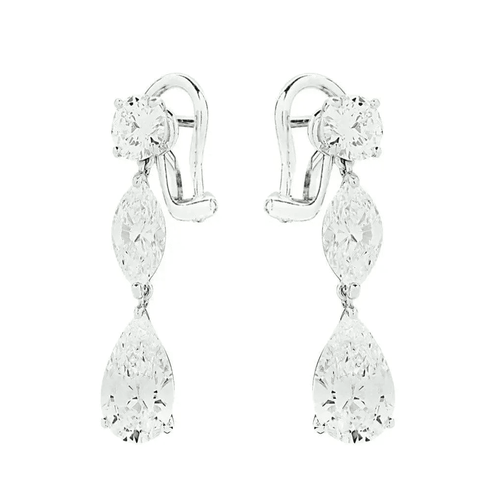 Cartier Post-1980s Platinum Diamond Earrings side