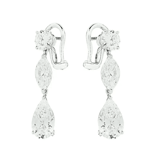 Cartier Post-1980s Platinum Diamond Earrings side