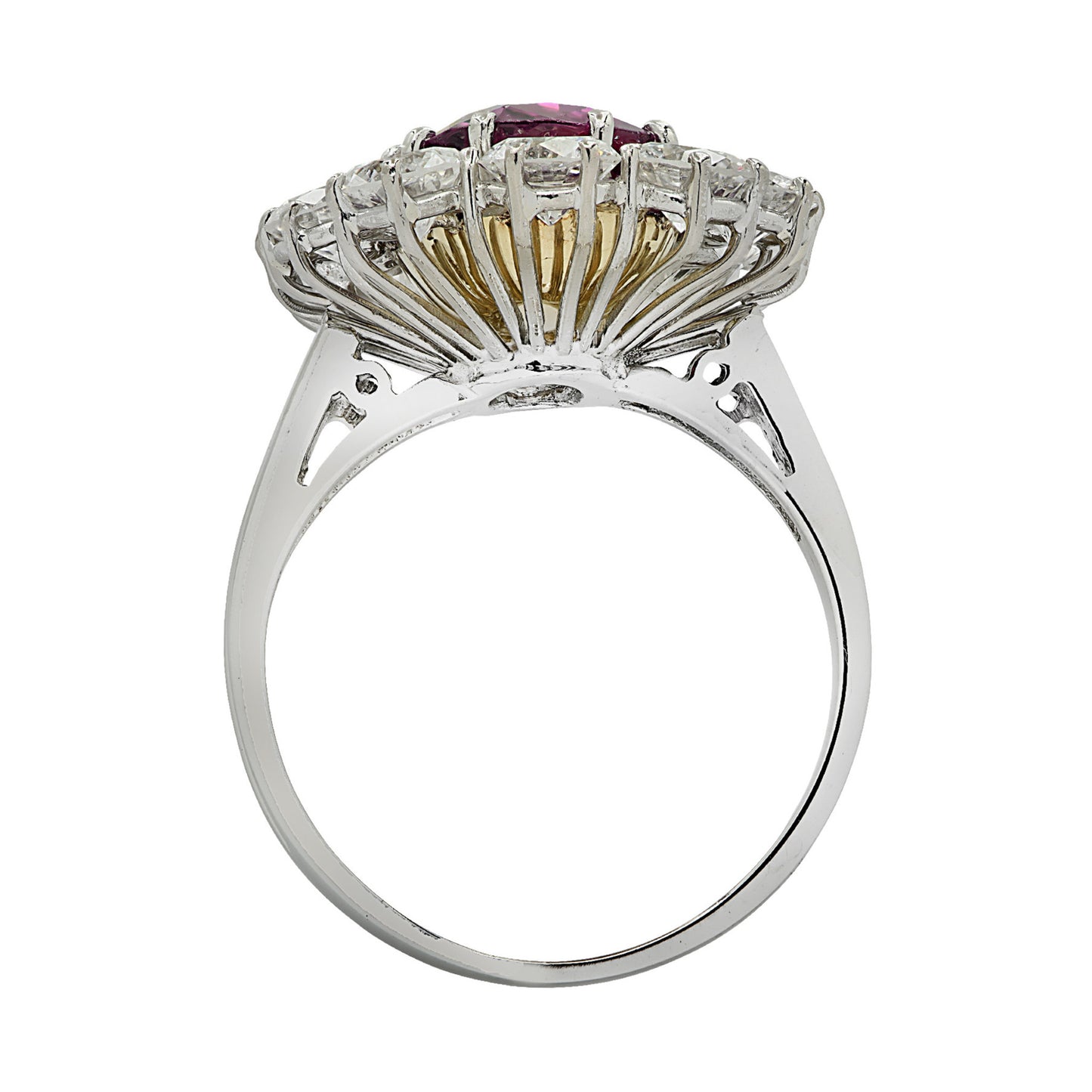 Contemporary Platinum Sapphire & Diamond Ring profile