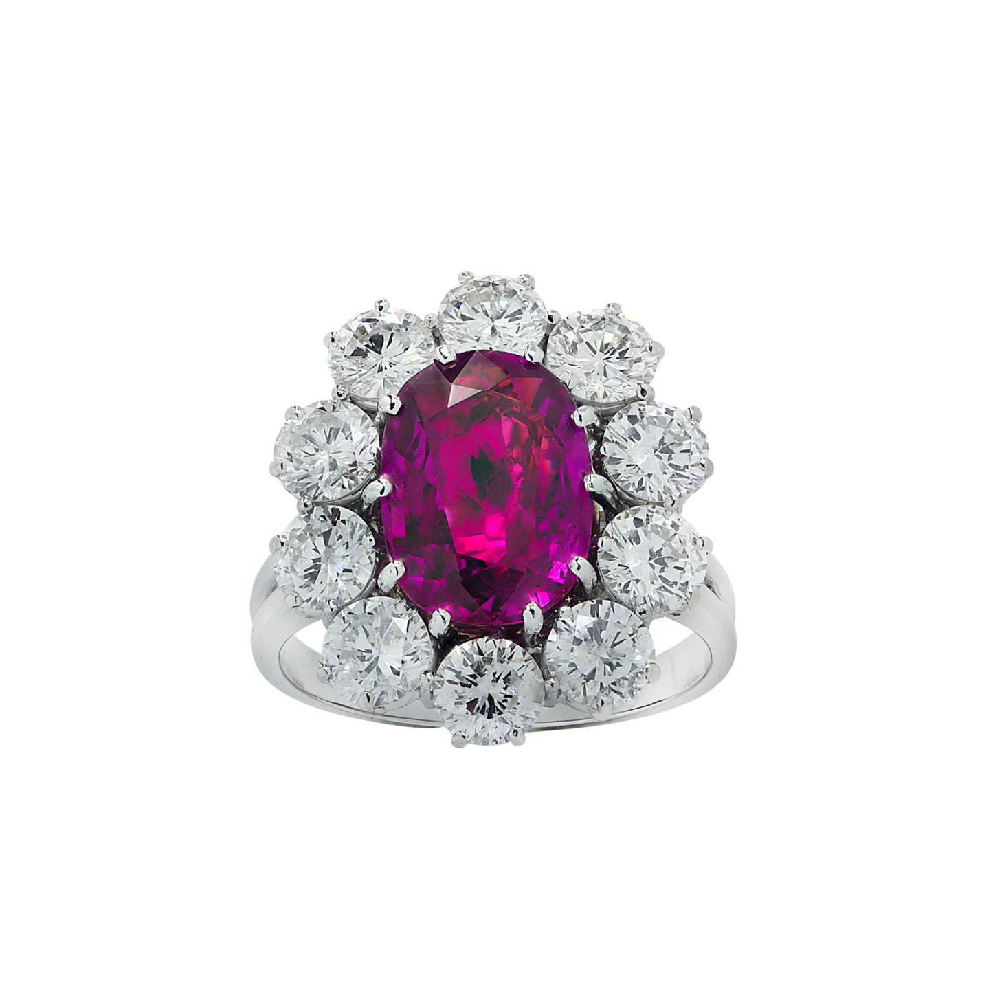 Contemporary Platinum Sapphire & Diamond Ring front