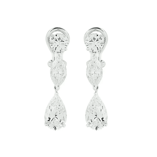 Cartier Post-1980s Platinum Diamond Earrings front