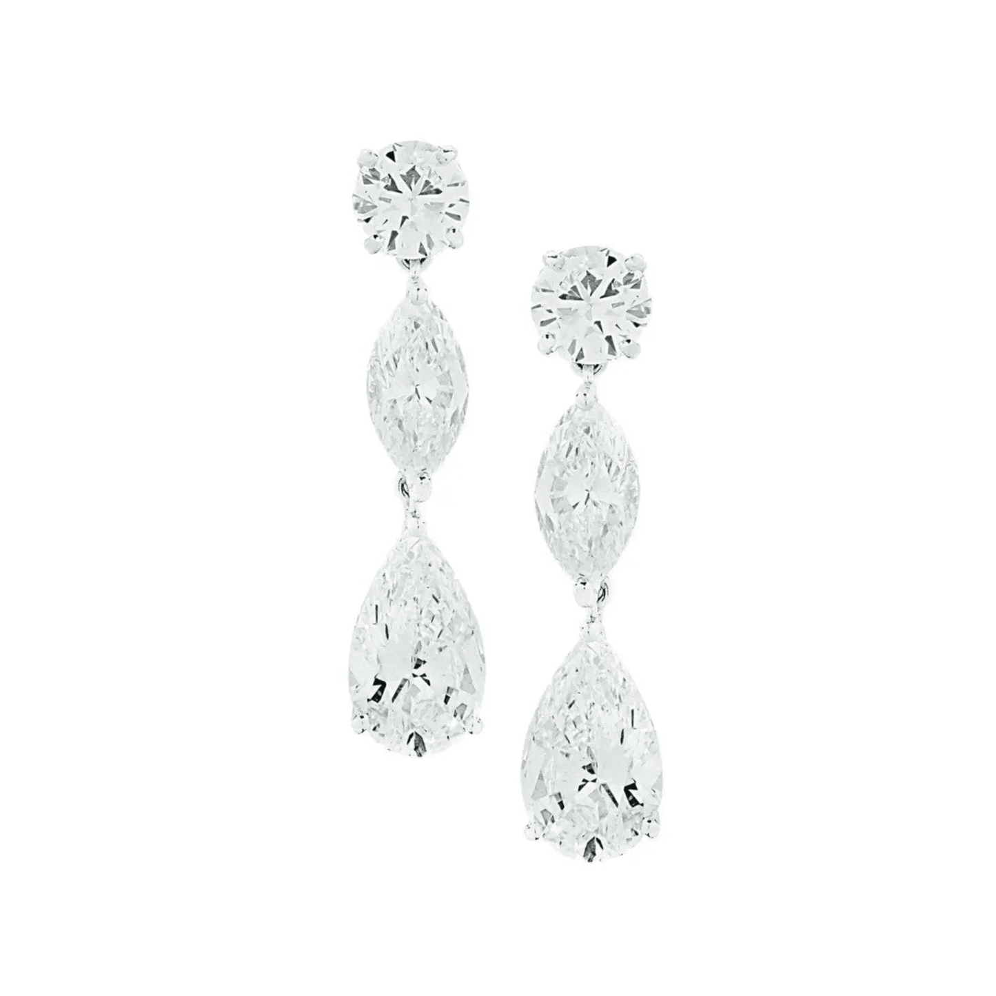 Cartier Post-1980s Platinum Diamond Earrings front
