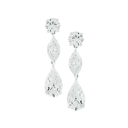 Cartier Post-1980s Platinum Diamond Earrings front
