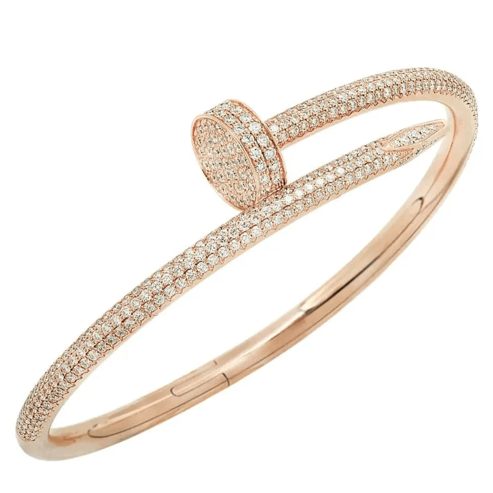 Cartier 1980s 18KT Rose Gold Diamond Juste Un Clou Bracelet front