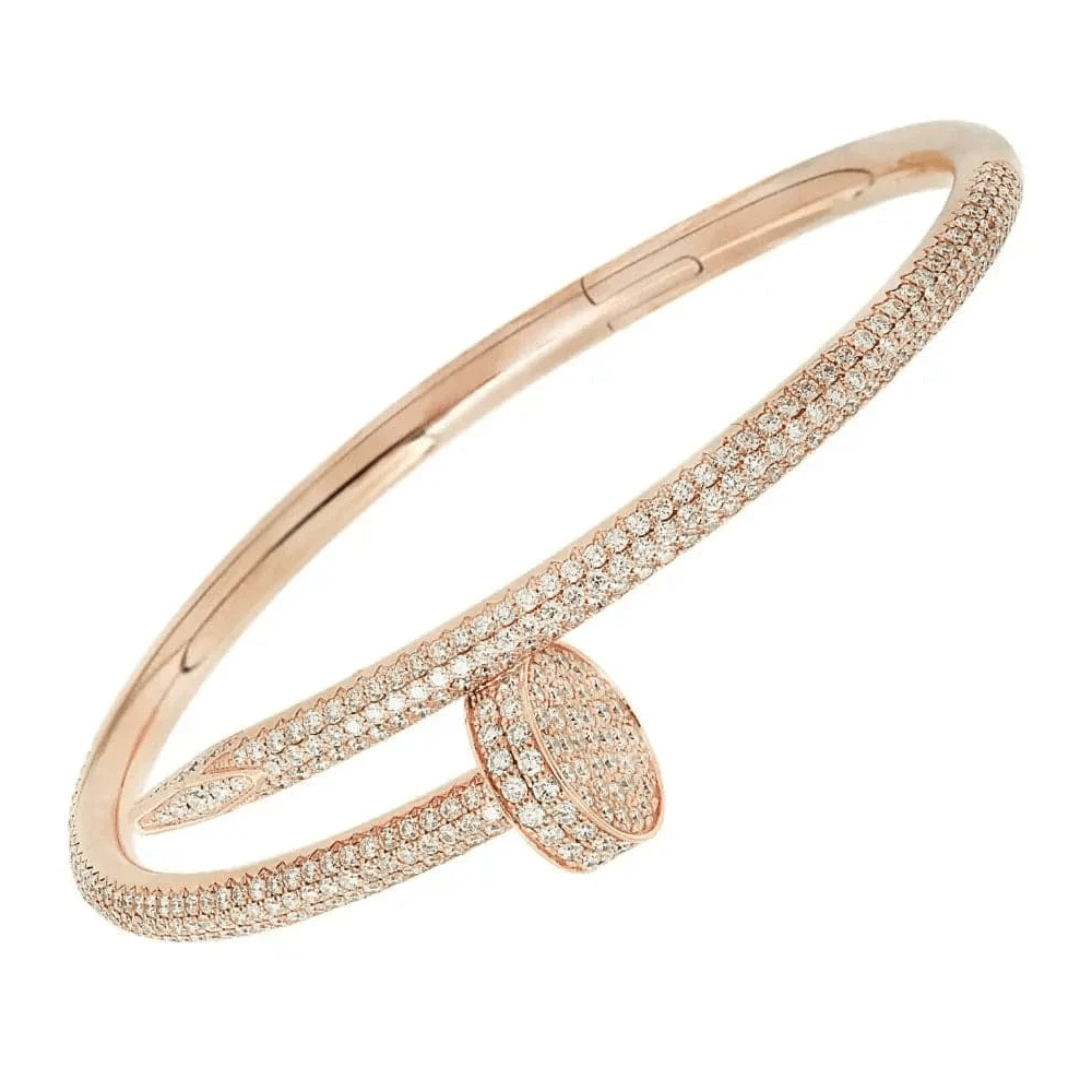 Cartier 1980s 18KT Rose Gold Diamond Juste Un Clou Bracelet front