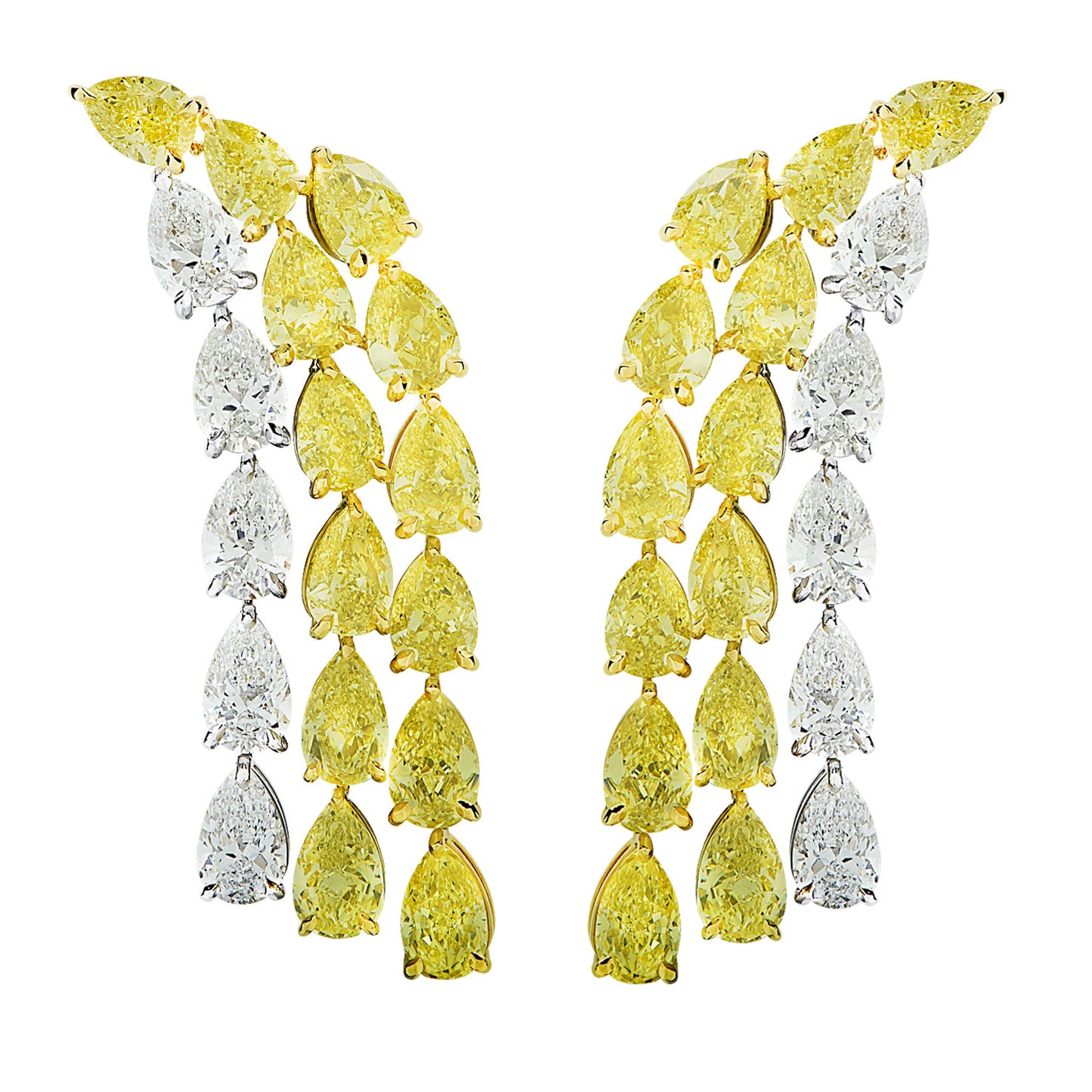 Contemporary 18KT Yellow Gold Diamond Earrings front