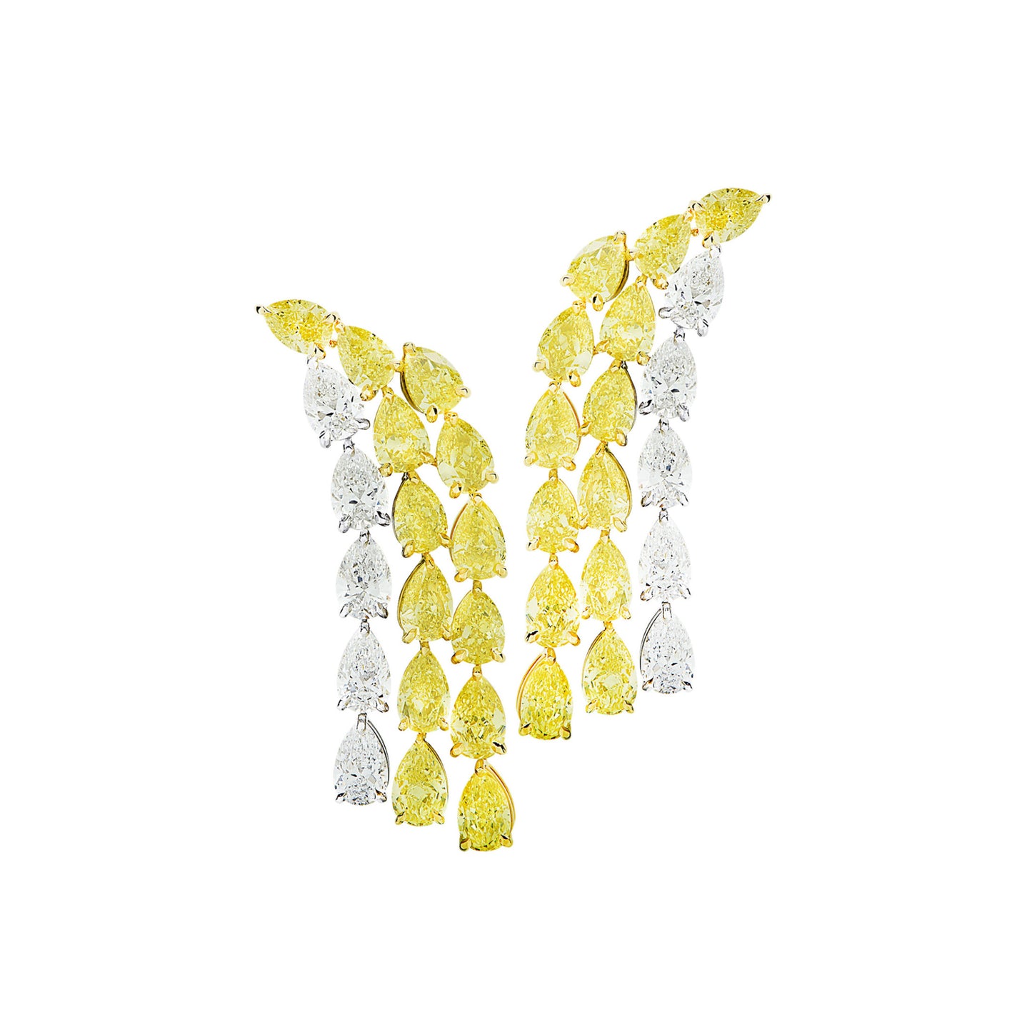 Contemporary 18KT Yellow Gold Diamond Earrings front
